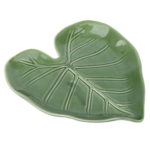 Green Leaf Ceramic Spoon Rest, 5.63x4.96x0.71in/14.3x12.6x1.8cm Cute Decorative Spoon Rest Cooking Utensil Teaspoon Holder for Stove Top Kitchen Counter Modern Kitchen Accessories Decor(Green)