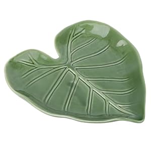 Green Leaf Ceramic Spoon Rest, 5.63×4.96×0.71in/14.3×12.6×1.8cm Cute Decorative Spoon Rest Cooking Utensil Teaspoon Holder for Stove Top Kitchen Counter Modern Kitchen Accessories Decor(Green)