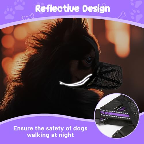 Maulkorb für Hunde Weicher Netzmaulkorb Atmungsaktiver Mesh für Kleine Hunde Reflektierende Einstellbare Hundemaulkorb zum Verhindern Fressen Lecken Bellen Ermöglicht Hecheln und Trinken (S Schwarz)