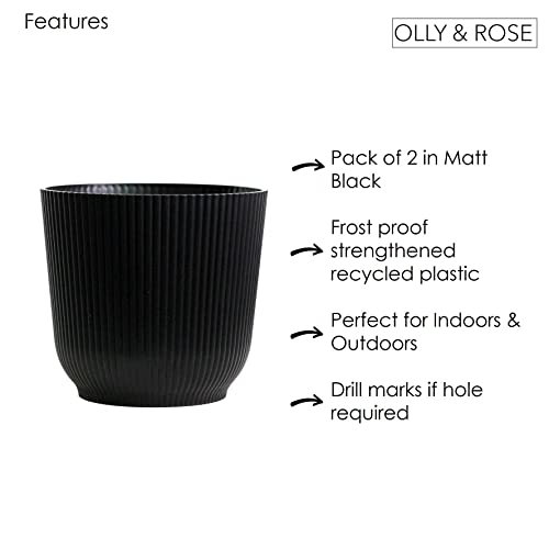 Miniatura 6 de Olly Rose Oxford - Maceta Mediana De 18 Cm, Color Negro, Paquete De 2, Macetas Para Interiores Y Exteriores, Para Jardín Y Hogar, Color Negro Mate, Macetas De Plástico De Resina Endurecida,