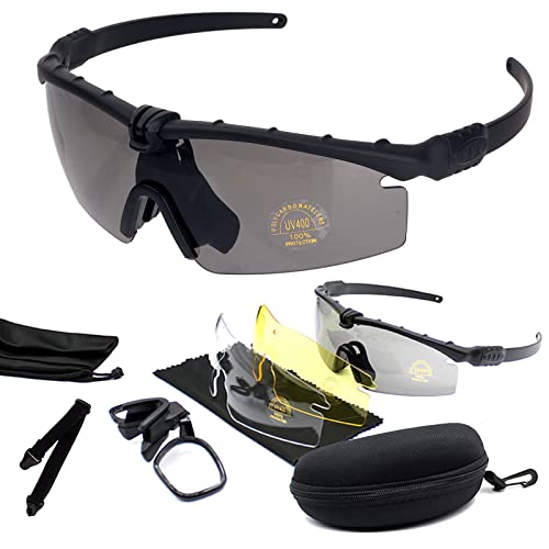 FOCUHUNTER Gafas Protectoras - Gafas de Seguridad Anti Fog Gafas de Seguridad Transparentes Anti-UV400 Gafas de Esquí Ciclismo, Senderismo y Tiro. (Negro)