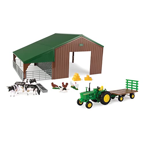 JOHN DEERE Bauernhof-Bauset Traktor, Bauernhof-Spielzeug für Kinder Traktor-Spielzeug zum Sammeln, Traktor-Spielzeug kompatibel mit Bauernhoftieren