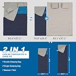 Elevon Sac de couchage double avec 2 Oreillers pour adultes, taille Queen XL Sac de couchage étanche, Compact avec sac de compression, 2 Sacs de couchage pour personnes pour 3-4 saisons Camping, Backpacking, Randonnée, Voyage