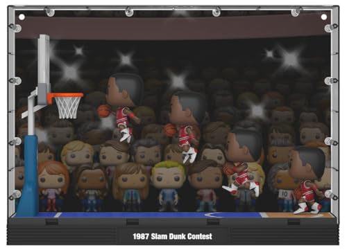 Figurine Funko Pop! Moments Deluxe FUNKO Michael Jordan 1987 Dunk Contest Set 4 figurines diorama maillot boîte fenêtre Neuf - vue 4