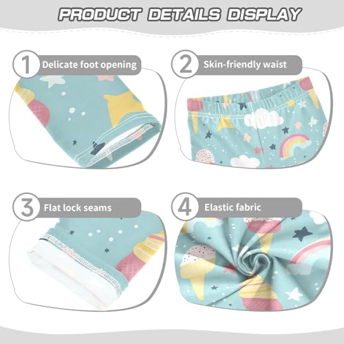 Rainbow Ice Cream Stars Girls Casual Leggings for Kids Printed Long Pant Bottoms Stretch and Soft3