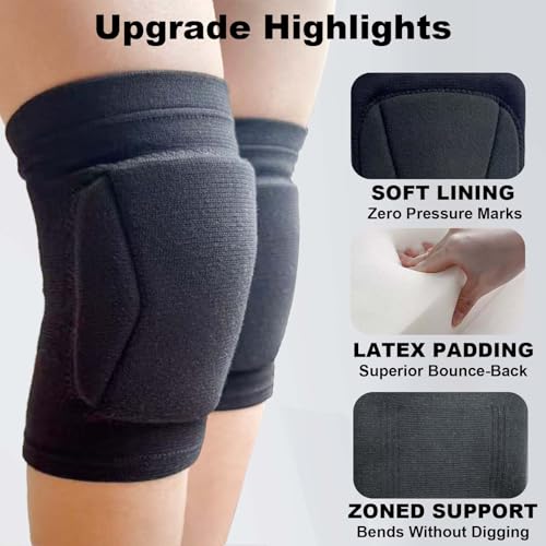 JYBTAA Adult Knee Pads for Men Women, Thick Padded Foam Pad, Black L,1 Pair by JYBTAA - Used condition - Image 2