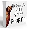 Funny jesus christian easter decor easter bathroom decoration are you pooping sign jesus decor for home wooden box decor sign for home farmhouse office bathroom living room table shelf tiered  urban country home decor
