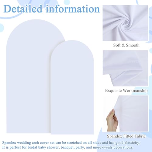 Image of FOTSHARER Arch Covers 7.2 and 6ft White Arch Backdrop Cover Set of 2 Spandex Fitted Arched Backdrop Stand Cover Wedding Arches Covers for Wedding Ceremony Birthday Baby Shower Grad Party Decorations