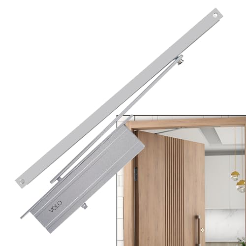 Image of Volo Automatic Hydraulic Concealed Door Closer 23MM - Aluminium, Double Speed, 60kg Capacity, Fits Thin Doors, Silver, Heavy Duty with Fitting & 1 Year Warranty
