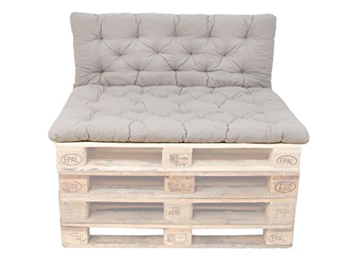Ambientehome Palettenkissen inkl. Rückenteil Sitz/120x80, Rücken 120x60 hellgrau