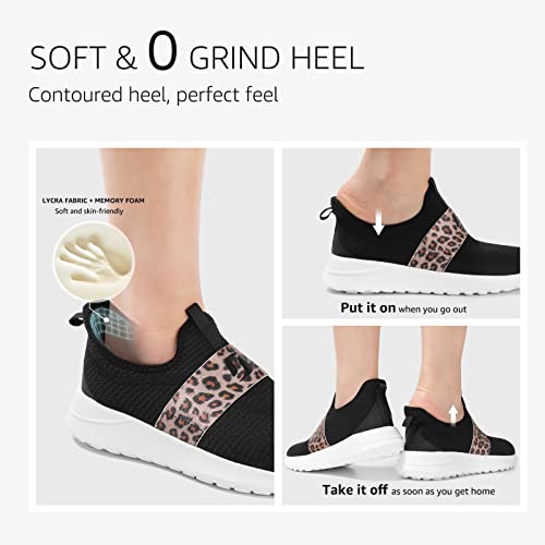 Stq Womens Slip On Sneakers Arch Support Tennis Shoes Comfortable Walking Shoes For Volleyball Gym Workout Black Leopard 7 Us #TOP1