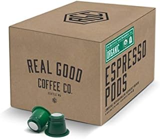 Real Good Coffee Co Recyclable Espresso Capsules, Certified Organic Espresso Pods Strongest Intensity, Compatible with Nespresso Original Brewers, 36 Count
