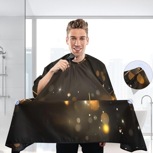 Capa de Corte de Pelo Profesional Impermeable Negra con Nota Musical Dorada y Cierre Ajustable de Broche para Estilismo y Peluquería miniatura 6