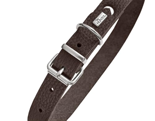 Hunter Hundehalsband Grenada aus Leder, Farbe: Dunkelbraun, handgefertigt in Deutschland, für Training und Alltag, robust, komfortabel, Schlichtes, Elegantes Design, Größe: 32, Umfang: 24-28 cm