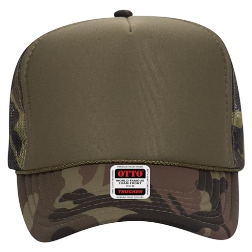 Image of OTTO Polyester Foam Front 5 Panel High Crown Mesh Back Trucker Hats in 97, Bulk, Wholesale