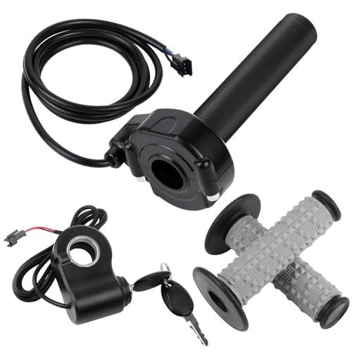 Full Twist Throttle with Ignition Switch Plug and Play Electric Bike Throttle Handlebar Upgrade Compatible with Ridstar Q20 Series Electric Dirt Bike