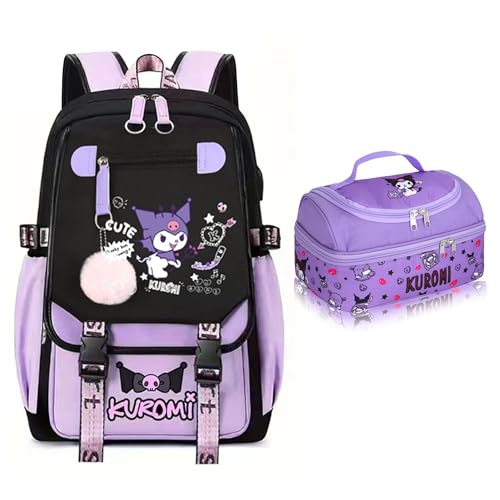 Roffatide Anime Print Business Casual Laptop Backpack Lunch Bag Shoulders Travel Hiking Daypacks Rucksack 17 Inch D