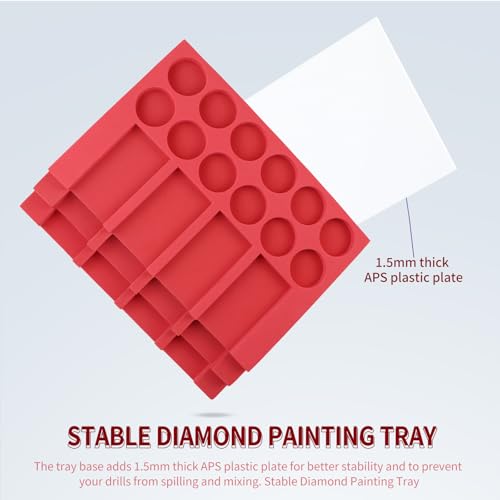 Image of Diamond Painting Accessories Tray Organizer, Art Painting Beads Sorting Storage containers, Diamond Art Tools Kits for Glitter Rhinestones /5D Diamond Embroidery /DIY Crafts (12 Slots Trays (Red))