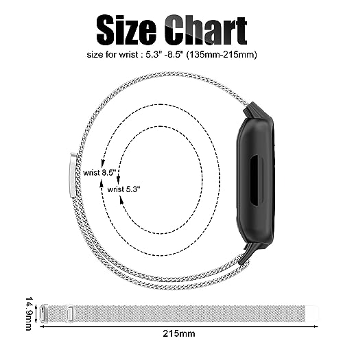 Replacement Strap for Fitbit Inspire 3, Adjustable Metal Watch Bands with Magnetic Loop, Fitness Watch Strap Smart Watch Strap Replacement, Accessories for Fitbit Inspire 3 Women Men?Silver?