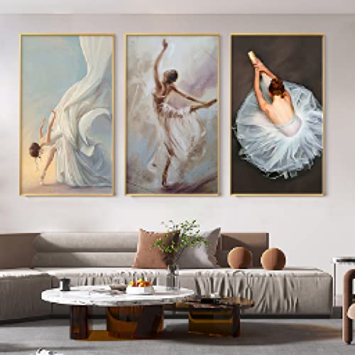 Toile peinture de danseur de ballet moderne minimaliste 80x130cm triptique