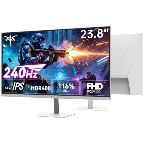 KTC Gaming Monitor 240Hz 24 Zoll | FHD@240Hz | Fast IPS Panel | 1ms Reaktionszeit (MPRT) | 400 cd/ Helligkeit HDR400 | Adaptive Sync | 116% sRGB 92% DCI-P3 E2 | Weiß | H24F7