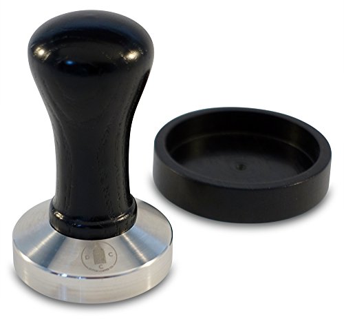 Coffee Tamper 58 Dutch Coffee Co. Premium Design - Espresso Tamper 58mm Stainless Steel Base with Solid Wood Handle & Matching Stand - Barista Tools and Equipment - Latte Pro