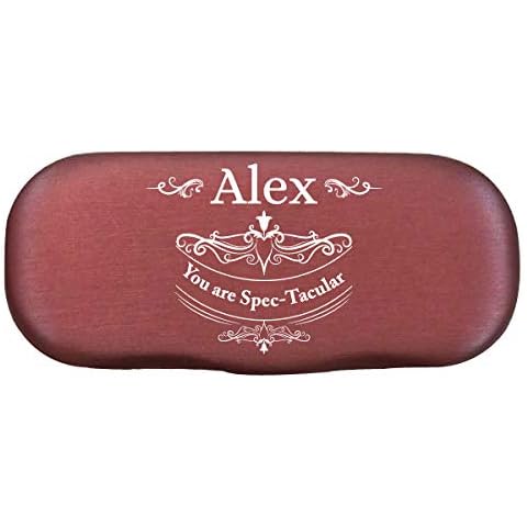 Personalised Eyeglass Case Engraved Spectacle Holder for Glasses Protection Portable/Hard Shell/Slim Travel Light/Foldable/Men/Women/Red Black Blue Purple/Vintage Ornate Retro/15.5 x 7 x 3 Centimetre Cover