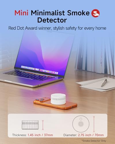 Image of Heiman Matter Smoke Detector, Smart Photoelectric Fire Alarm, UL217-10th Certified, Battery Powered, Real-Time Notification, Compatible with Smartthings, Home Assistant, Mini Portable for Home Travel