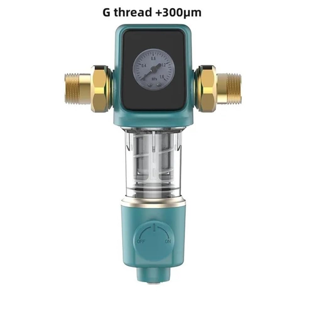 Automatic Rotary Backwash Whole House Pre-Filter Spin Down Sediment Water Filter Purifier 1" Male+ 3/4" Female(G-300 Micron)