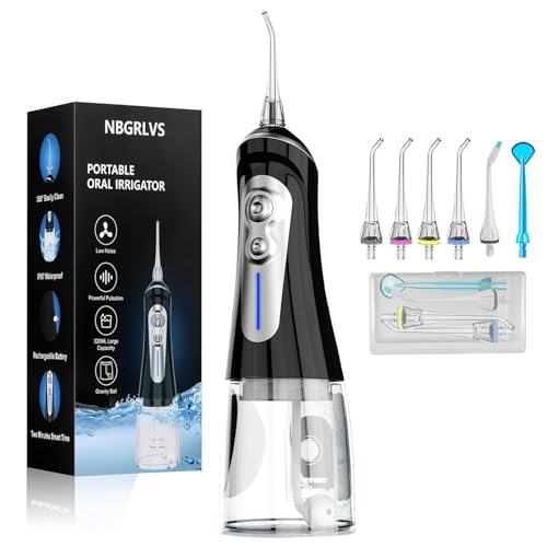 Hydropulseur sans fil étanche IPX7 jet dentaire 6 modes avec réservoir de 320 ml