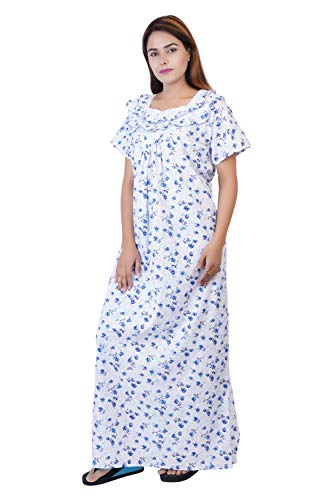 Image of Women's Cotton Block Print Knee Length Nighty