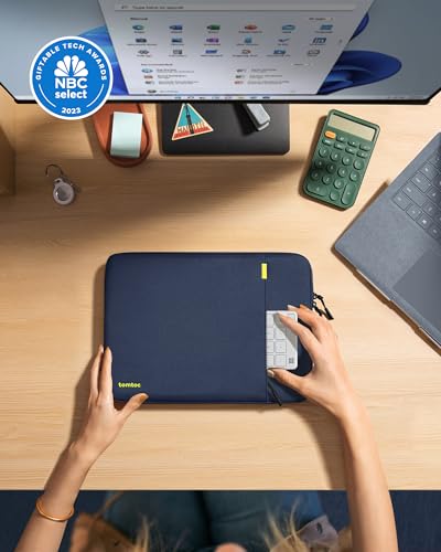 Image of tomtoc 360 Protective Laptop Sleeve for 11.6-inch Lenovo /Dell /Acer /ASUS /HP /Samsung Convertible Chromebook Laptop, Water-Resistant Shockproof Laptop Case Bag with Accessory Pouch, Navy Blue