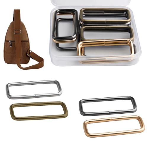 RiseDirectly 16 Pcs 1 Inch Strong Metal Belt Square Ring Clasp Hook Buckles Shinning Webbing Strap Loops Rectangle Buckle in 4 Colors, Durable Hardware for Bags, Belts & DIY Accessories