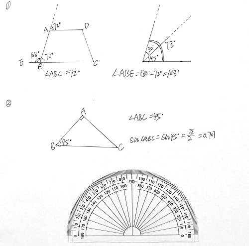 Plastic Protractor for Angle Measurement Student Math 180 Degrees, 4 Inches, Clear, 10 Pack