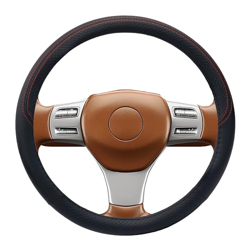 Funda universal para volante de coche, diseño deportivo y elegante, compatible con coches, furgonetas y camiones con diámetro de 37-39 cm - Piel sintética transpirable