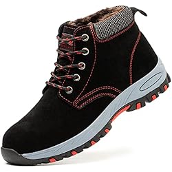 Zapatos Punta De Acero Caterpillar Precios SROTER Mujer Hombre Invierno Botas de Seguridad Trabajo Zapatillas con Puntera de Acero Impermeables Botas de Nieve Zapatos de Trabajo Entrenador Unisex Zapatillas de Senderismo Negro 42 EU