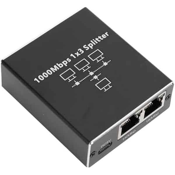 aqxreight Rozdzielacz Ethernet na 3, Gigabitowy Rozdzielacz LAN do Szybkiego Udostępniania Internetu, Adapter Przełączający 1000 Mb/s Kompatybilny z Kablami Cat6, Cat7, Cat8, Routerami, Komputerami