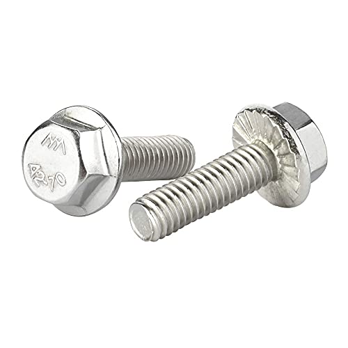 Image of 25 PCS M8 x 16mm Flanged Hex Head Bolts Flange Hexagon Screws, Stainless Steel A2, DIN 6921
