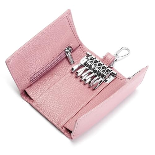 Leather Key Case Wallet Keychain Key Holder 6 Hanging Buckle Hooks Snap Closure