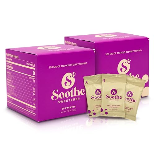 Soothe Sweetener Sweet & Natural Antacids for Acid Reflux - Calcium Carbonate Heartburn Relief, Zero Calorie Sweetener, Beverage Enhancer (100 Count)