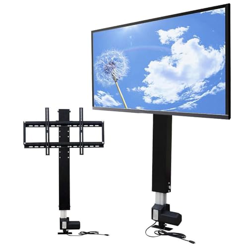 JINPRDAMZ Motorizzato TV Lift Elettrico 26'-57' Sistema di Sollevamento TV Motorizzato LCD Supporto di Ascensore Fehrseher Ascensore con telecomando Regolabile in altezza 900 mm, max. 80 kg, Nero
