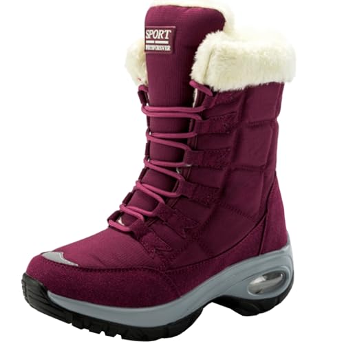 Mo Joc Botas de nieve para mujer, impermeables, para senderismo, senderismo y caminata, Red, 40.5 EU