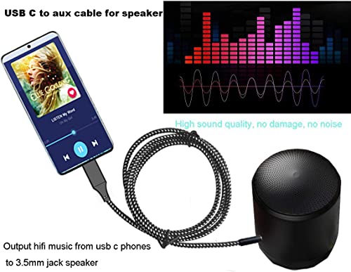 Aux to USB C, USB C to Aux Cable for Samsung S20 for Car Usb C to 3.5mm Jack Audio adapter Compatible with iPhone 15 Pro Max, Samsung S21 Ultra S20 Ultra Note 20 10 Plus for Car Stereo(Black)