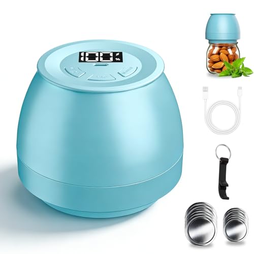 Image of Zivif Electric Mason Jar Vacuum Sealer, Rechargeable Vacuum Sealing Kit for Wide & Regular Mouth Mason Jars, Automatic Jar Sealer for Canning and Food Storage, Includes Lids & Accessories, Blue