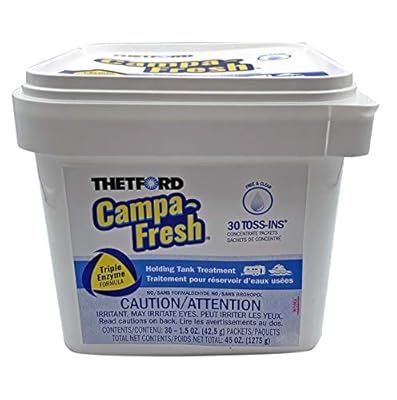 Thetford Campa-Fresh Free & Clear RV Holding Tank Treatment, Formaldehyde Free, Waste Digester, Septic Tank Safe, 30 Count Toss-Ins (96721)