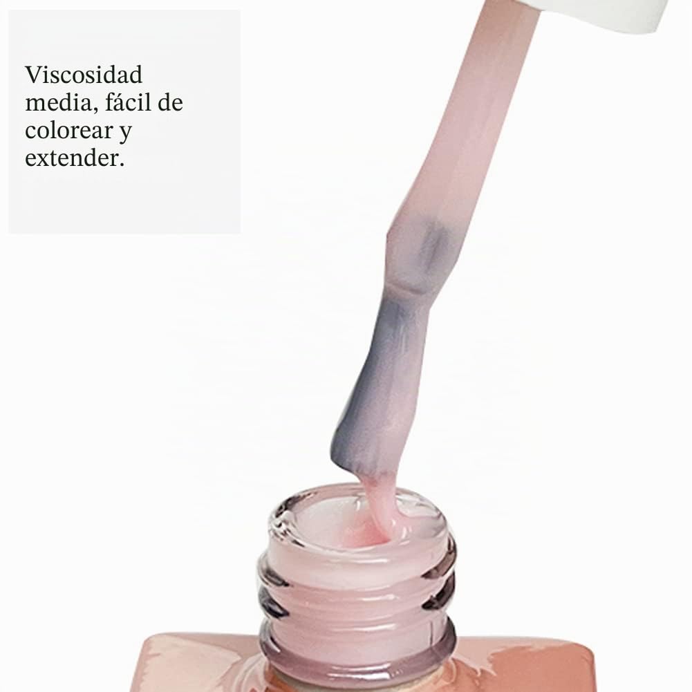 FZANEST Esmalte de uñas de gel rosa lechoso, base de goma constructora para engrosamiento y fortalecimiento, extensión para uñas naturales, gel UV LED en una botella