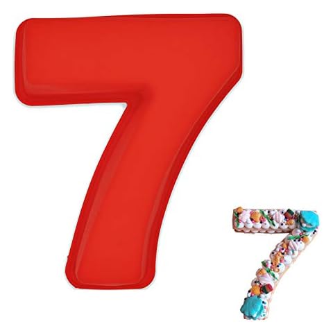 Number 7 Cake Baking Tin 10 inch Large Silione 3D Numbers 7 Cake Baking Moulds Pans for Birthday and Anniversary, Liquid Silicone Cake Molds BPA Free for Birthday and Wedding Anniversary (7) Cover