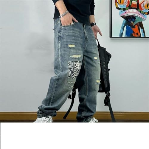 Men Streetwear Ripped Patch Jeans Clothing Harajuku Denim Skateboard Pants Hip Hop Casual Trousers4