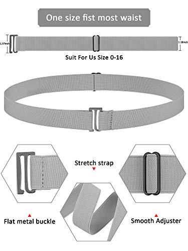 Satinior 6 Pieces Invisible Belts No Show Women's Stretch Belt Adjustable Elastic Belts With Flat Buckle For Jeans Pants Dresses #TOP1