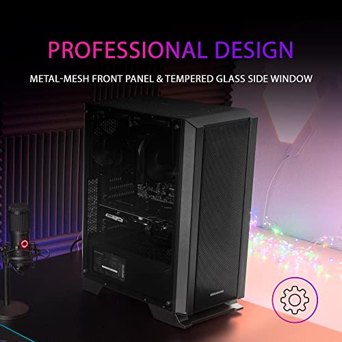 Gabinete para PC Mars Gaming MCMASTER, tipo ATX, panel frontal de malla metálica, ventana de vidrio templado, 4 ventiladores ultra silenciosos de 120mm, negro miniatura 2